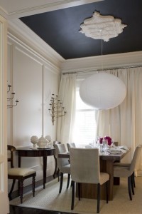 Dining Room Black Ceiling Medallion Molding Walls Paneling