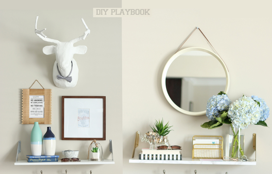 How to Style an Entryway Shelf 2 Ways